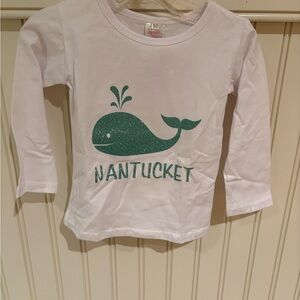 White and blue Long Sleeve Tees with Whale design and Nantucket